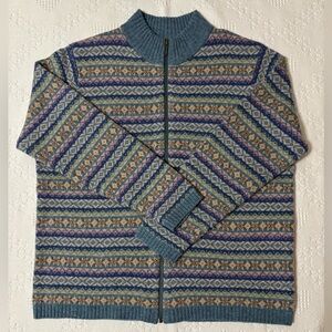 LL Bean Women’s Fair Isle Lambswool Cardigan – Size XL